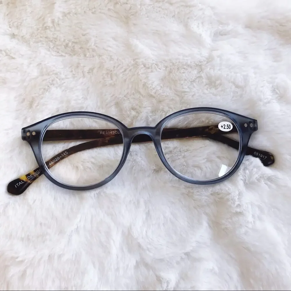 Kaylee Blue Classic Round Reader Glasses